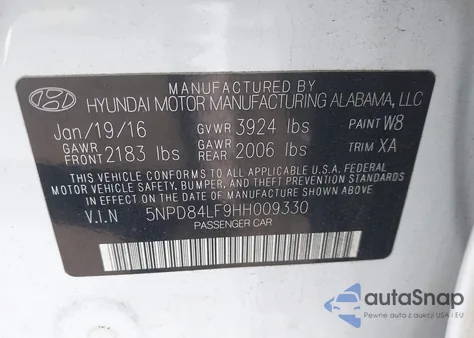 2017 Hyundai Elantra Se z USA, uszkodzony, nr VIN 5NPD84LF9HH009330